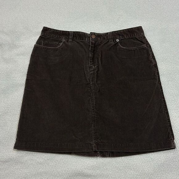 LL Bean Women 10Pet Brown Corduroy Short Pencil Skirt - Picture 12 of 12